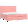 Cama Doble | Cama Box Spring | Cama Para Adultos Colchón Y Led Terciopelo Rosa 180x200 Cm Cfw955827