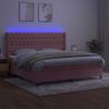 Cama Doble | Cama Box Spring | Cama Para Adultos Colchón Y Led Terciopelo Rosa 200x200 Cm Cfw163325