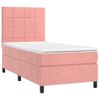 Cama Individual | Cama Para Adultos | Cama Box Spring Colchón Y Led Terciopelo Rosa 80x200 Cm Cfw69550