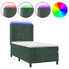 Cama Para Adultos | Cama Box Spring Colchón Y Led Terciopelo Verde Oscuro 100x200cm Cfw350731