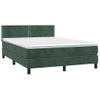 Cama Matrimonial | Cama Para Adultos | Cama Box Spring Colchón Y Led Terciopelo Verde Oscuro 140x190cm Cfw100038