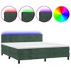 Cama Para Adultos | Cama Box Spring Colchón Y Led Terciopelo Verde Oscuro 160x200cm Cfw300240