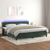 Cama Para Adultos | Cama Box Spring Colchón Y Led Terciopelo Verde Oscuro 200x200cm Cfw343095