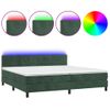 Cama Para Adultos | Cama Box Spring Colchón Y Led Terciopelo Verde Oscuro 200x200cm Cfw343095