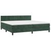 Cama Para Adultos | Cama Box Spring Colchón Y Led Terciopelo Verde Oscuro 200x200cm Cfw343095