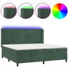 Cama Doble | Cama Box Spring | Cama Para Adultos Colchón Y Led Terciopelo Verde Oscuro 200x200cm Cfw415305