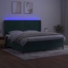 Cama Doble | Cama Box Spring | Cama Para Adultos Colchón Y Led Terciopelo Verde Oscuro 200x200cm Cfw415305