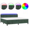 Cama Matrimonial | Cama Para Adultos | Cama Box Spring Colchón Y Led Terciopelo Verde Oscuro 200x200cm Cfw541746