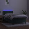 Cama Individual | Cama Para Adultos | Cama Box Spring Colchón Y Led Terciopelo Verde Oscuro 90x190 Cm Cfw241212