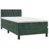 Cama Individual | Cama Para Adultos | Cama Box Spring Colchón Y Led Terciopelo Verde Oscuro 90x200 Cm Cfw411613