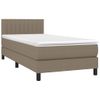 Cama Individual | Cama Para Adultos | Cama Box Spring Colchón Y Luces Led Gris Taupe 80x200 Cm Cfw579924