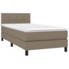 Cama Individual | Cama Para Adultos | Cama Box Spring Colchón Y Luces Led Gris Taupe 80x200 Cm Cfw865985