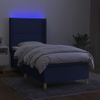 Cama Individual | Cama Box Spring | Cama Para Adultos Colchón Y Luces Led Tela Azul 100x200 Cm Cfw965405