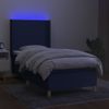 Cama Individual | Cama Para Adultos | Cama Box Spring Colchón Y Luces Led Tela Azul 100x200 Cm Cfw272556