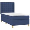 Cama Individual | Cama Para Adultos | Cama Box Spring Colchón Y Luces Led Tela Azul 100x200 Cm Cfw217263