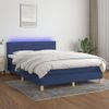 Cama Doble | Cama Box Spring | Cama Para Adultos Colchón Y Luces Led Tela Azul 140x190 Cm Cfw249721