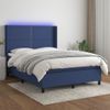 Cama Matrimonial | Cama Para Adultos | Cama Box Spring Colchón Y Luces Led Tela Azul 140x190 Cm Cfw268274