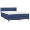 Cama Matrimonial | Cama Para Adultos | Cama Box Spring Colchón Y Luces Led Tela Azul 140x190 Cm Cfw259925