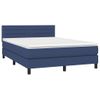 Cama Matrimonial | Cama Para Adultos | Cama Box Spring Colchón Y Luces Led Tela Azul 140x190 Cm Cfw301434