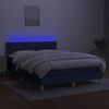 Cama Doble | Cama Box Spring | Cama Para Adultos Colchón Y Luces Led Tela Azul 140x190 Cm Cfw891422