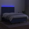 Cama Matrimonial | Cama Para Adultos | Cama Box Spring Colchón Y Luces Led Tela Azul 140x190 Cm Cfw828048