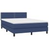 Cama Matrimonial | Cama Para Adultos | Cama Box Spring Colchón Y Luces Led Tela Azul 140x190 Cm Cfw163712