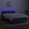 Cama Matrimonial | Cama Para Adultos | Cama Box Spring Colchón Y Luces Led Tela Azul 140x190 Cm Cfw163712