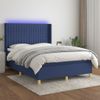 Cama Doble | Cama Box Spring | Cama Para Adultos Colchón Y Luces Led Tela Azul 140x190 Cm Cfw253368