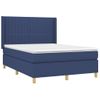 Cama Doble | Cama Box Spring | Cama Para Adultos Colchón Y Luces Led Tela Azul 140x190 Cm Cfw253368