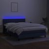 Cama Matrimonial | Cama Para Adultos | Cama Box Spring Colchón Y Luces Led Tela Azul 140x200 Cm Cfw639313