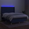 Cama Doble | Cama Box Spring | Cama Para Adultos Colchón Y Luces Led Tela Azul 140x200 Cm Cfw618463