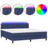 Cama Doble | Cama Box Spring | Cama Para Adultos Colchón Y Luces Led Tela Azul 160x200 Cm Cfw733273