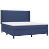 Cama Matrimonial | Cama Para Adultos | Cama Box Spring Colchón Y Luces Led Tela Azul 160x200 Cm Cfw776968