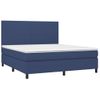 Cama Matrimonial | Cama Para Adultos | Cama Box Spring Colchón Y Luces Led Tela Azul 160x200 Cm Cfw509267