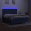 Cama Matrimonial | Cama Para Adultos | Cama Box Spring Colchón Y Luces Led Tela Azul 160x200 Cm Cfw509267