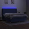 Cama Matrimonial | Cama Para Adultos | Cama Box Spring Colchón Y Luces Led Tela Azul 160x200 Cm Cfw104086