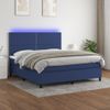 Cama Matrimonial | Cama Para Adultos | Cama Box Spring Colchón Y Luces Led Tela Azul 160x200 Cm Cfw673288