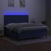 Cama Matrimonial | Cama Para Adultos | Cama Box Spring Colchón Y Luces Led Tela Azul 160x200 Cm Cfw673288