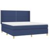 Cama Matrimonial | Cama Para Adultos | Cama Box Spring Colchón Y Luces Led Tela Azul 160x200 Cm Cfw245316