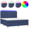 Cama Matrimonial | Cama Para Adultos | Cama Box Spring Colchón Y Luces Led Tela Azul 160x200 Cm Cfw838673