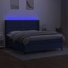 Cama Matrimonial | Cama Para Adultos | Cama Box Spring Colchón Y Luces Led Tela Azul 160x200 Cm Cfw106467