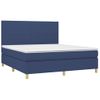 Cama Matrimonial | Cama Para Adultos | Cama Box Spring Colchón Y Luces Led Tela Azul 180x200 Cm Cfw438866