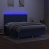 Cama Matrimonial | Cama Para Adultos | Cama Box Spring Colchón Y Luces Led Tela Azul 180x200 Cm Cfw438866