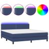 Cama Matrimonial | Cama Para Adultos | Cama Box Spring Colchón Y Luces Led Tela Azul 180x200 Cm Cfw833316