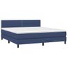 Cama Matrimonial | Cama Para Adultos | Cama Box Spring Colchón Y Luces Led Tela Azul 180x200 Cm Cfw833316