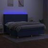 Cama Matrimonial | Cama Para Adultos | Cama Box Spring Colchón Y Luces Led Tela Azul 180x200 Cm Cfw302779