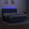 Cama Matrimonial | Cama Para Adultos | Cama Box Spring Colchón Y Luces Led Tela Azul 180x200 Cm Cfw250542