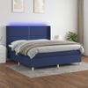 Cama Matrimonial | Cama Para Adultos | Cama Box Spring Colchón Y Luces Led Tela Azul 180x200 Cm Cfw240335