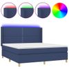 Cama Matrimonial | Cama Para Adultos | Cama Box Spring Colchón Y Luces Led Tela Azul 180x200 Cm Cfw240335