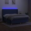 Cama Matrimonial | Cama Para Adultos | Cama Box Spring Colchón Y Luces Led Tela Azul 180x200 Cm Cfw240335